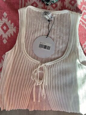 Princess Polly Cream Knit Tie-Front Tank